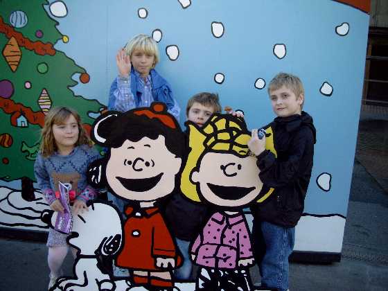 Kids with Snoopy for Christmas